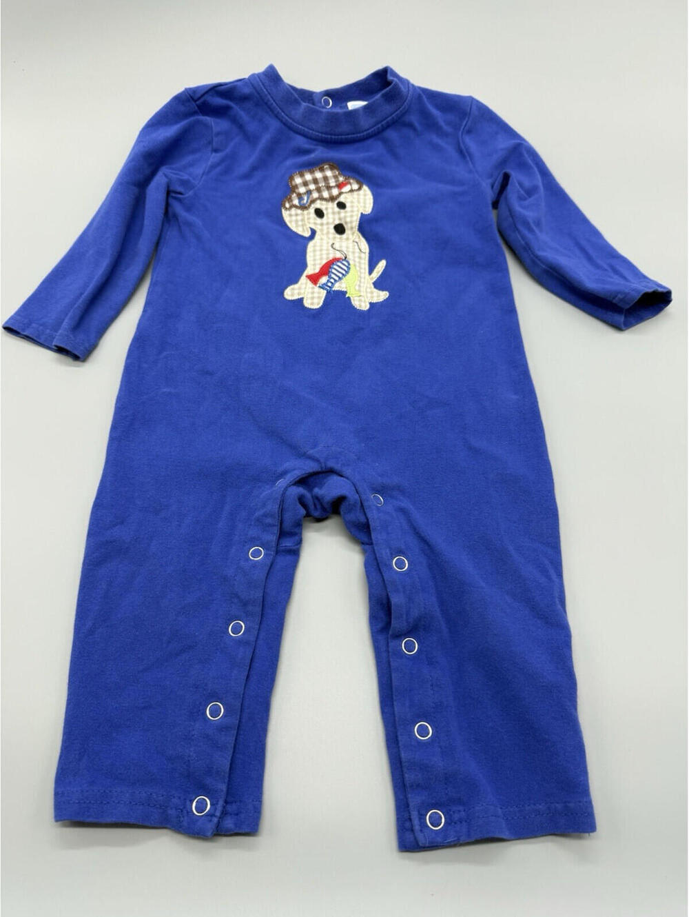 Trotter Street Kids Blue Dog Cotton Coverall 9 Months Long Sleeve One-Piece